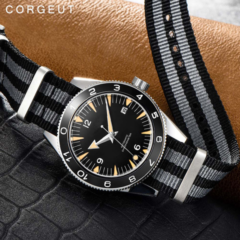 Corgeut-reloj mecánico automático de 41mm, reloj de lujo militar 007 con correa de nailon, reloj de pulsera luminoso resistente al agua con calendario para hombre ► Foto 1/6