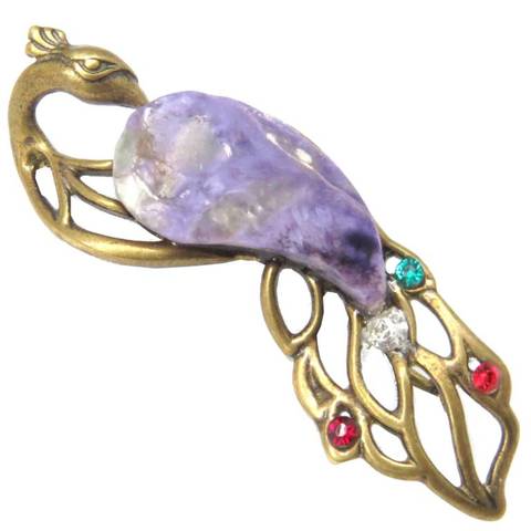 Broche de perlas naturales de charoite 