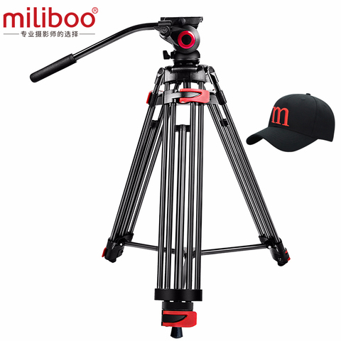 Miliboo MTT602A profesional portátil de aluminio cabeza fluida trípode de cámara para la videocámara/soporte DSLR Video trípode 76 