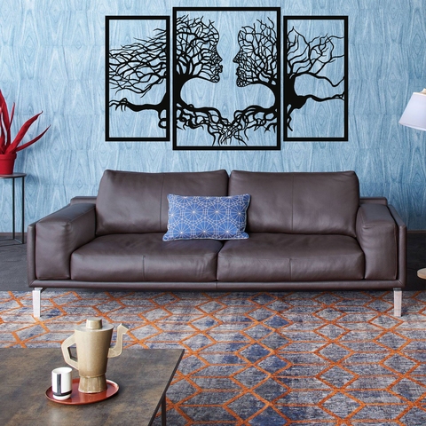 Arte de pared de árbol de Metal, decoración de 2 caras, decoración de pared de Metal, 3 piezas colgadores de pared, arte de pared de Metal, decoración del hogar, árbol de la vida 3 Pan ► Foto 1/4