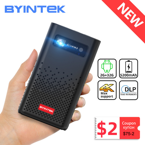 BYINTEK-Mini proyector portátil Pico Smart para cine en casa, dispositivo de proyección láser DLP para teléfono móvil, 3D, 4K, Android, Wifi, 1080P, TV sin pantalla ► Foto 1/6