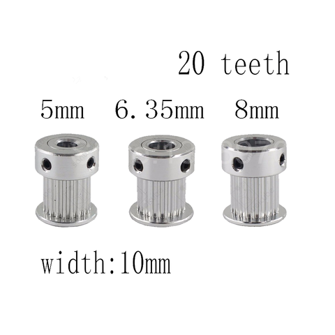 1 Uds 20 dientes GT2 polea para 3D impresora diámetro 5/6,35/8mm para GT2 Correa backlash pequeño aluminio Equipo ► Foto 1/6