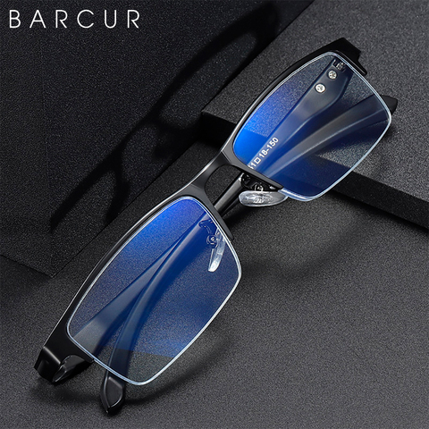 BARCUR-gafas de lectura con bloqueo de luz azul para hombre, anteojos de lectura con protección UV400 para Miopía ► Foto 1/6