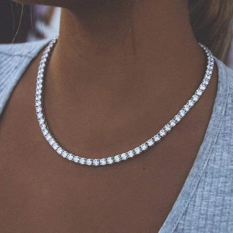 Collar de tenis con diamantes de imitación para mujer, gargantilla de Hip Hop Punk, cadena de cristal, Gargantilla, regalo ► Foto 1/6