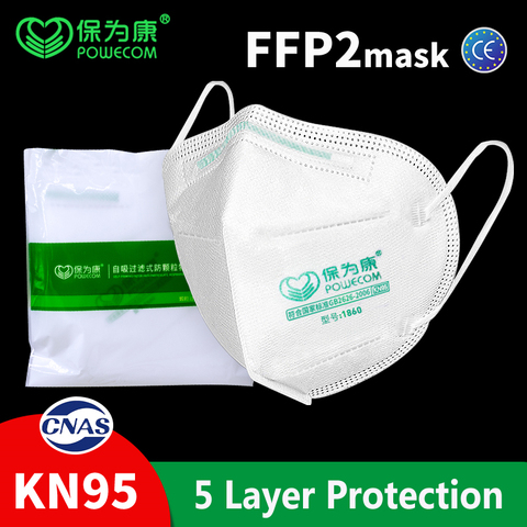 POWECOM KN95 máscara protectora boca máscara de respirador Anti-polvo kn95mask seguridad cara máscara tapabocas mascarillas ► Foto 1/6