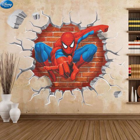 Pegatinas de pared de Spider Man para habitaciones de adolescentes, papel tapiz autoadhesivo clásico de Superman de Marvel, decoración del hogar moderna ► Foto 1/6