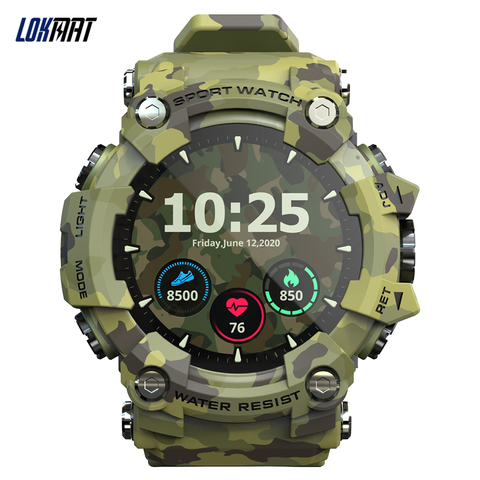 LOKMAT-reloj inteligente ATTACK para hombre, smartwatch deportivo con control del ritmo cardíaco y de la presión sanguínea y pantalla táctil para Android IOS ► Foto 1/6