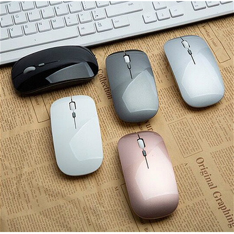 Erilles – souris optique sans fil Rechargeable, USB 2.4 ghz, Ultra fine, bouton silencieux, pour ordinateur portable ► Photo 1/6