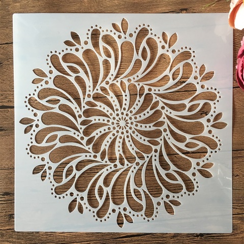 Pochoirs pour peinture, Mandala, géométrie, goutte d'eau, 30x30cm, bricolage, couches de peinture, Scrapbook, coloration, gaufrage, Album, modèle décoratif ► Photo 1/1