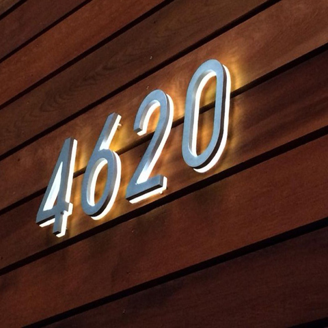 Numéros de maison 3D Led en métal, lumière extérieure étanche, plaques de porte d'hôtel, acier inoxydable, Lettre, signe d'adresse ► Photo 1/6