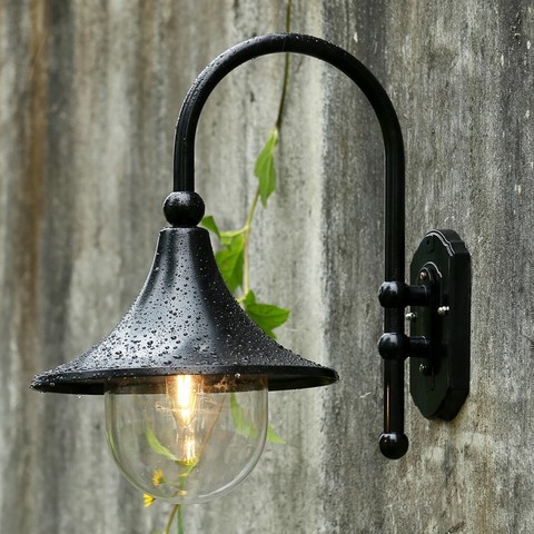 Rétro extérieur applique murale europe villa applique E27 étanche extérieur jardin porte lumière noir Bronze vintage porche lampe ► Photo 1/6