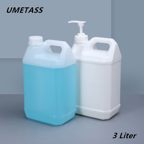 UMETASS 3 litres carré en plastique jerrycan de qualité alimentaire HDPE conteneurs blanc translucide pour huile, Lotion, détergent ► Photo 1/6