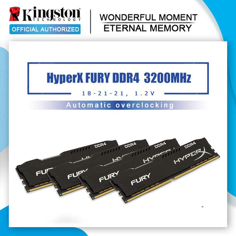 Kingston – mémoire de serveur d'ordinateur de bureau, HyperX FURY, modèle DDR4, capacité 8 go 16 go, fréquence d'horloge 2666/2400/3200/RAM de bureau MHz, mémoire interne multicanal, DIMM, 288 broches ► Photo 1/6