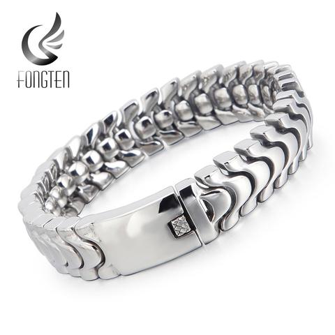Fongten-Bracelet gothique classique poli, chaîne en acier, serpent, Punk, brillant pour hommes, bijoux à la mode ► Photo 1/6