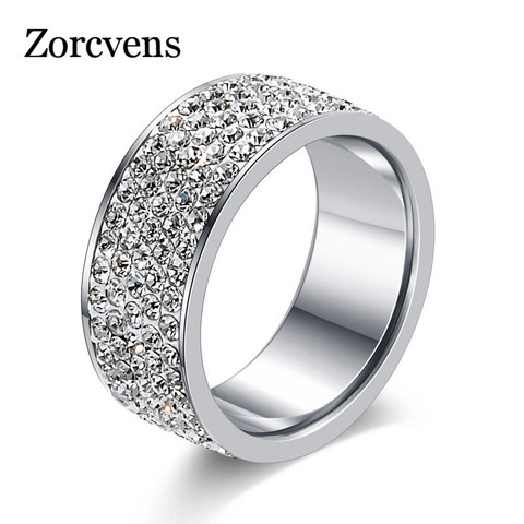 ZORCVENS-bague de mariage pour femme, fiançailles, 5 rangées, en acier inoxydable, couleur argent, tendance 2022 ► Photo 1/6