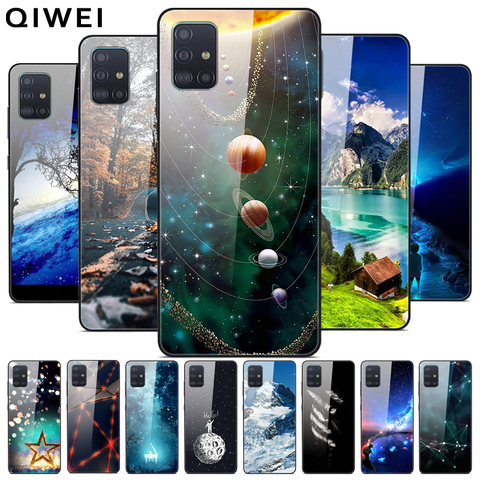 Pour Samsung Galaxy A51 étui nouveau mode verre dur couverture arrière pour Samsung A71 A70 A50 coques de téléphone A 51 Silicone pare-chocs a 50 2022 ► Photo 1/6