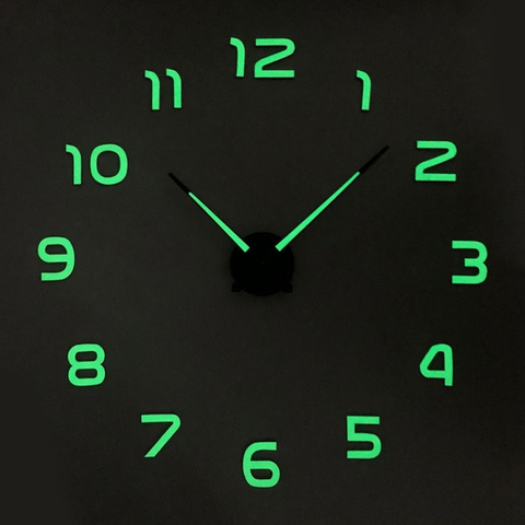 Horloge murale lumineuse 100cm grandes horloges suspendues bricolage numérique silencieux brillant horloges murales pour Art maison salon décorations modernes ► Photo 1/6