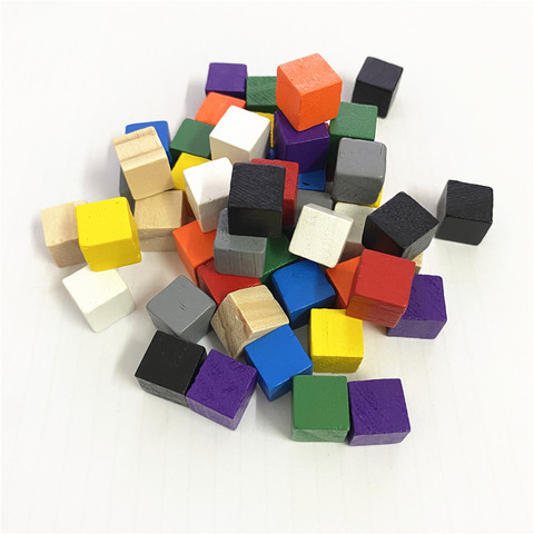 500 pièces/ensemble bois Cubes 10mm blocs blanc dés carré coin coloré jeux de société dés pour pièces de jeu éducation précoce ► Photo 1/6