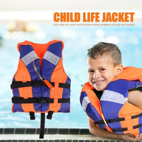 Gilet de sauvetage pour enfants gilet de sauvetage pour enfants avec sifflet bandes réfléchissantes gilet de sauvetage de sécurité Protection des Sports nautiques ► Photo 1/6