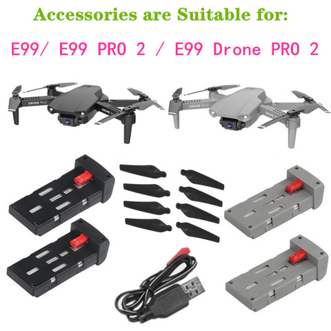 Accessoires d'origine pour Drone E99 PRO 2, hélice, lame d'hélice, câble USB, 3.7v, 1800mAh ► Photo 1/5