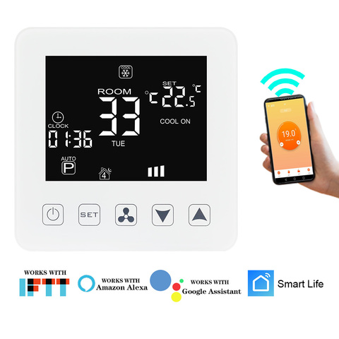 Thermostat WIFI ca 230V 5a, télécommande pour climatisation centrale et unité de bobine de ventilateur, régulateur de température intelligent ► Photo 1/6