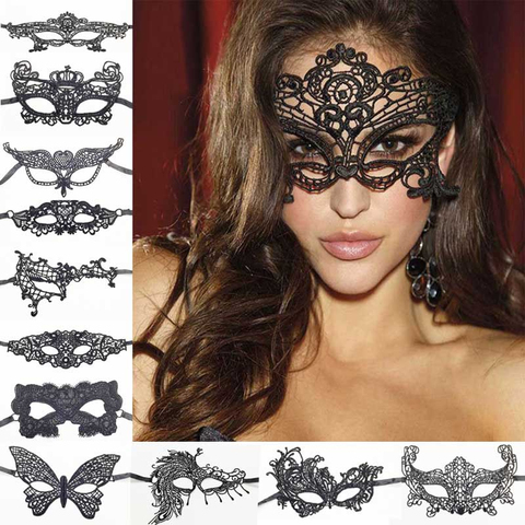 Masque noir en dentelles sexy pour déguisement