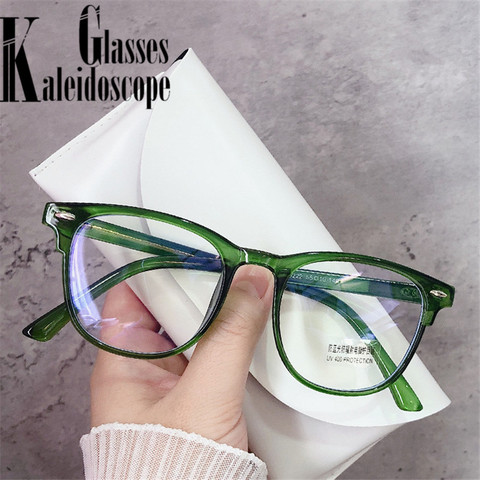 Lumière bleue bloquant les lunettes d'ordinateur cadre femmes hommes optique Prescription lunettes montures Transparent vert faux lunettes ► Photo 1/6