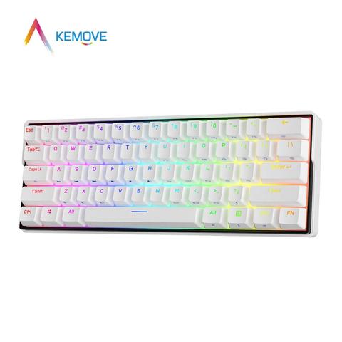 KEMOVE Snowfox DK61 sans fil Bluetooth 5.1 ttpe-c Swappable à chaud Gateron Kailh commutateur PBT Keycaps rvb clavier de jeu mécanique ► Photo 1/6