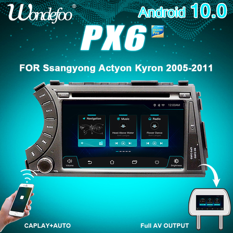 Autoradio PX6, Android 10, 4 go/64 go, 2 DIN, récepteur audio stéréo, avec navigation, pour voiture Ssang yong Ssangyong Actyon Kyron ► Photo 1/6