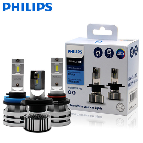 Philips Ultinon Essentielle G2 LED H1 H4 H7 H8 H11 H16 HB3 HB4 H1R2 9003 9005 9006 9012 6500K Lampe De Brouillard De Voiture (Paquet De 2) ► Photo 1/6