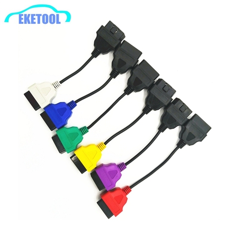 6 pièces multi-couleur OBD2 16Pin câble connecteur paquet MultiECUScan FiatECUScan adaptateur câble pour Fiat Alfa Romeo/Lancia ► Photo 1/6