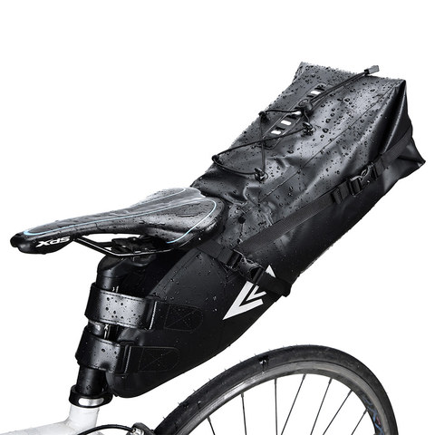 NEWBOLER vélo étanche vélo selle sac réfléchissant grande capacité pliable queue arrière sac cyclisme vtt coffre sacoche noir ► Photo 1/6