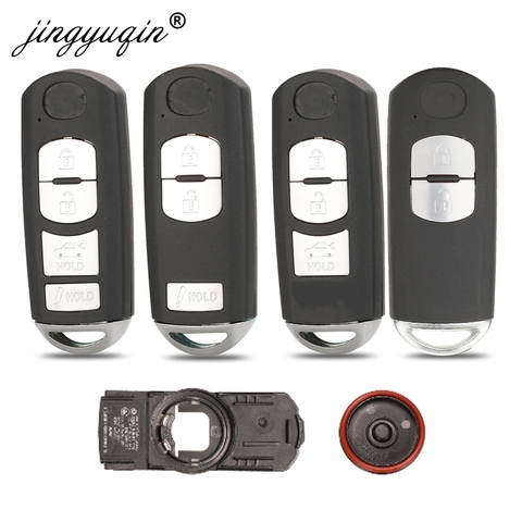 Jingyuqin boîtier de clé à distance intelligente 2/3/4 bouton adapté pour Mazda X-5 Summit M3 M6 Axela Atenza avec lame de clé d'urgence ► Photo 1/6