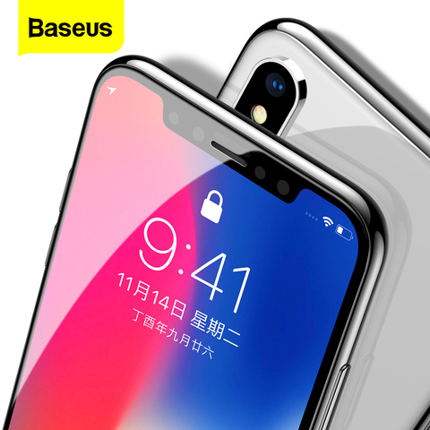 Baseus 0.3mm protecteur d'écran verre trempé pour iPhone 12 11 Pro Xs Max X Xr couvercle complet verre de protection pour iPhone 12 Pro Max ► Photo 1/6