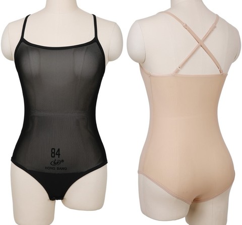 Body transparent en maille pour femmes, Sexy, une pièce, transparent, taille haute, string, sans manches, vêtements de base pour danse, couleur chair, noir, pas cher, en vente ► Photo 1/5