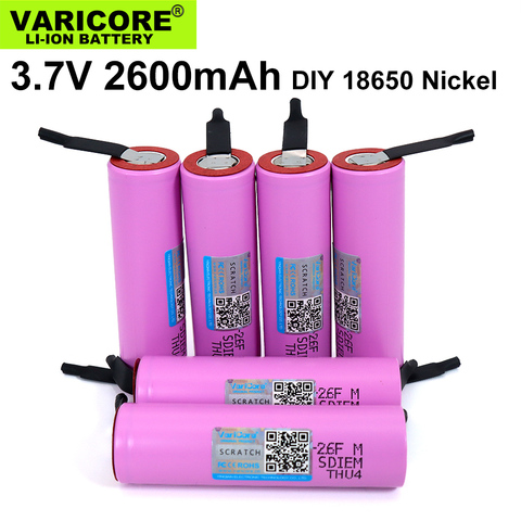 10 pièces/lot VariCore Original protégé 18650 3.7V 2600mAh batterie rechargeable batteries ICR18650-26F utilisation industrielle + bricolage Nickel ► Photo 1/5