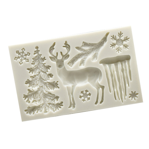 Arbre de noël wapiti flocon de neige forme Silicone moule pour gâteau fait main décorer chocolat Fondant bougie moule outils de cuisson fête ► Photo 1/6