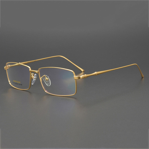 Vazpeignoir – monture de lunettes en titane pour hommes, or 23k, verres complets, ne se décolorent pas, Ultra léger, Prescription ► Photo 1/6