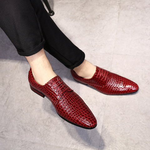 YEELOCA – chaussures à enfiler en Grain de Crocodile pour hommes, oxford, à la mode, à bout pointu, de 38 à 47 ► Photo 1/6