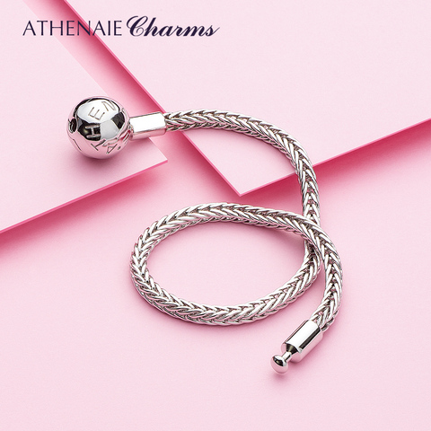 ATHENAIE 925 argent Sterling classique blé chaîne Bracelet à breloques avec fermoir ouvrable pour trollbeadsBracelets femmes/hommes bijoux ► Photo 1/6