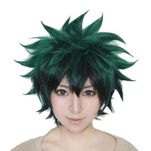 Mon héros académique Izuku Midoriya perruque Boku pas de héros académique académie Cosplay cheveux Izuku Midoriya Deku perruque Cosplay perruque + bonnet de perruque ► Photo 1/2