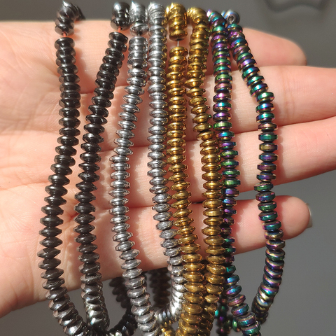 Rondell-perles en hématite, 4*2mm, en pierre naturelle pour la fabrication de bijoux, lot de 180 pièces, perles espacées, Diy ► Photo 1/6