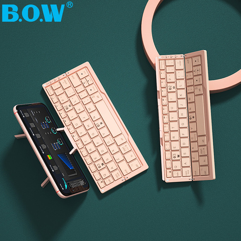 B.O.W Mini clavier sans fil Bluetooth pliant pour tablette et téléphone, boîtier en alliage d'aluminium avec fente Portable et léger ► Photo 1/6