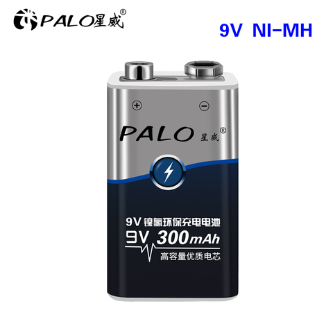 PALO 9 V 6F22 Nimh 9 v batterie Rechargeable 300mAh faible auto-déchargé 9 volts batterie ► Photo 1/6