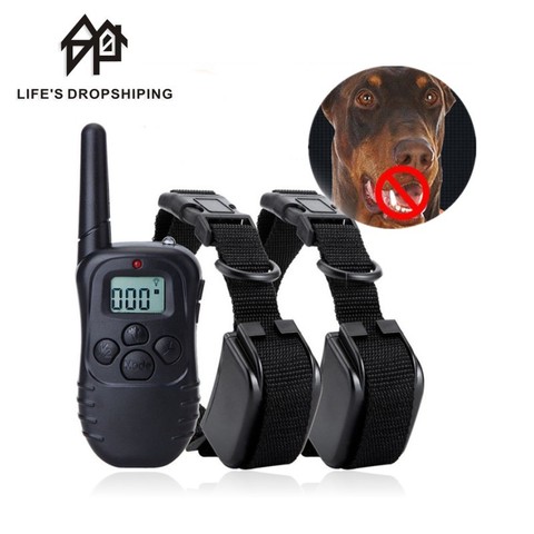 Collier électrique d'entraînement pour chien, 300m, télécommande LCD, étanche pour animal domestique avec toutes les tailles, son de choc et de Vibration ► Photo 1/6