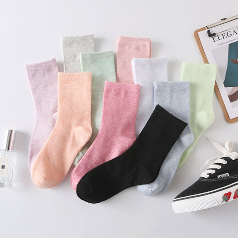 Chaussettes en coton tricoté, bon marché, 10 pièces = 5 paires, automne chaud, solide, pour femmes, automne et hiver cadeaux pour étudiantes, Festival ► Photo 1/6