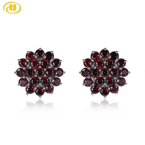 Naturel rouge grenat S925 argent boucles d'oreilles pour les femmes 3.16 Carats grenat Original Design anniversaire fiançailles cadeaux ► Photo 1/6