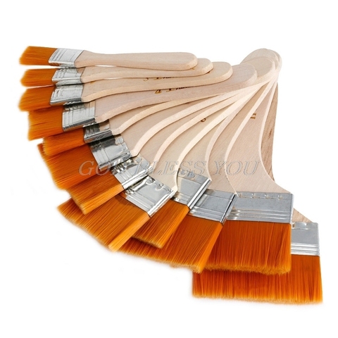 Nouveau 12 pièces en bois peinture pinceau artistes acrylique peinture à l'huile outil Art approvisionnement ensemble ► Photo 1/6