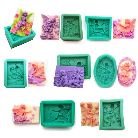 Moules en Silicone, forme féerique, pour faire du savon, motif de fleurs pour filles, forme d'aromathérapie ► Photo 1/6