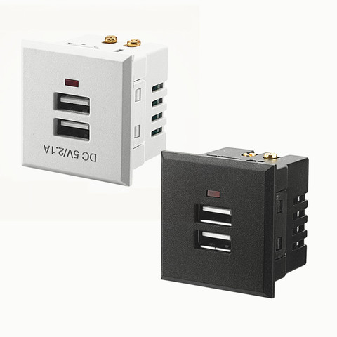 Prise de courant double USB 5V 2,1 a, noir/blanc, type carte, module de charge de bureau, DC ► Photo 1/1